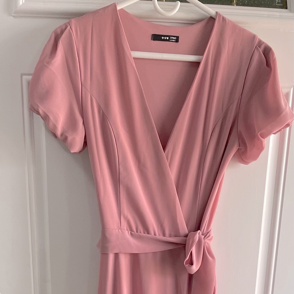 Rose wrap around bridesmaid or formal dress.